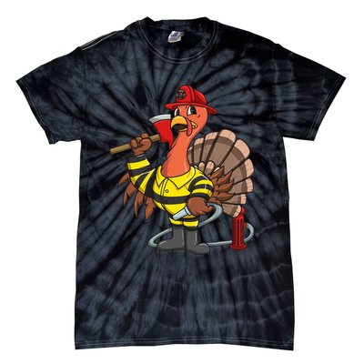 Thanksgiving Firefighter Turkey  Proud Fireman Gift Tie-Dye T-Shirt