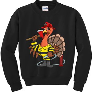 Thanksgiving Firefighter Turkey  Proud Fireman Gift Kids Sweatshirt