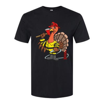 Thanksgiving Firefighter Turkey  Proud Fireman Gift Softstyle CVC T-Shirt