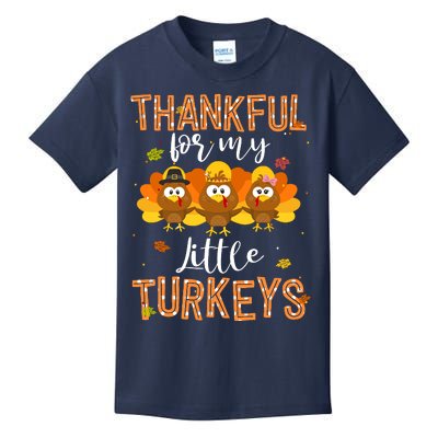 Teachers Fall Thanksgiving Thankful For My Little Turkeys Kids T-Shirt