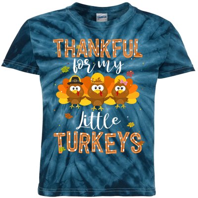 Teachers Fall Thanksgiving Thankful For My Little Turkeys Kids Tie-Dye T-Shirt