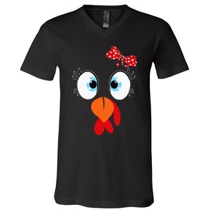 Turkey Face Thanksgiving IM Thankful Family V-Neck T-Shirt