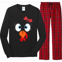 Turkey Face Thanksgiving IM Thankful Family Long Sleeve Pajama Set