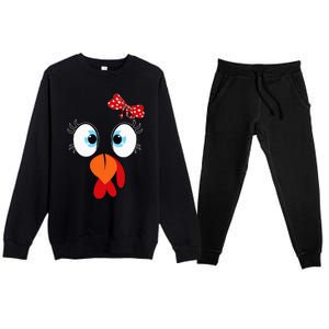 Turkey Face Thanksgiving IM Thankful Family Premium Crewneck Sweatsuit Set