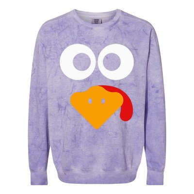 Turkey Face Thanksgiving Colorblast Crewneck Sweatshirt