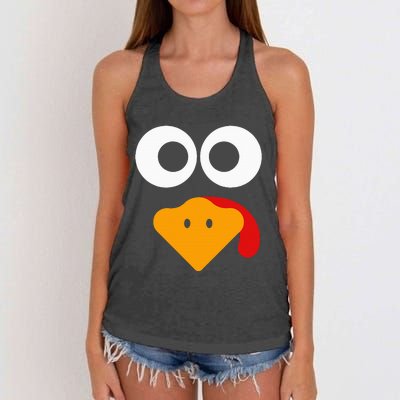 Turkey Face Thanksgiving Women's Knotted Racerback Tank