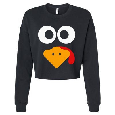 Turkey Face Thanksgiving Cropped Pullover Crew