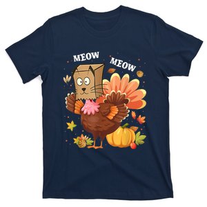 Thanksgiving Funny Turkey Fake Cat Meow Kitty Cats Lover T-Shirt