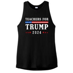 Teachers For Trump 2024 Patriotic American Flag Ladies PosiCharge Tri-Blend Wicking Tank