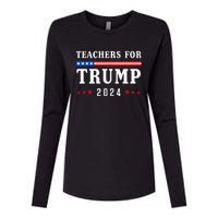 Teachers For Trump 2024 Patriotic American Flag Womens Cotton Relaxed Long Sleeve T-Shirt