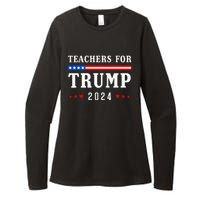 Teachers For Trump 2024 Patriotic American Flag Womens CVC Long Sleeve Shirt