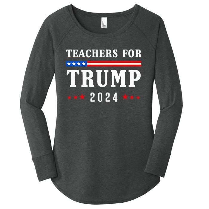 Teachers For Trump 2024 Patriotic American Flag Women's Perfect Tri Tunic Long Sleeve Shirt