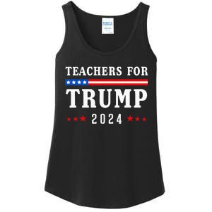 Teachers For Trump 2024 Patriotic American Flag Ladies Essential Tank