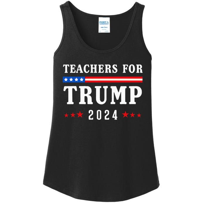 Teachers For Trump 2024 Patriotic American Flag Ladies Essential Tank