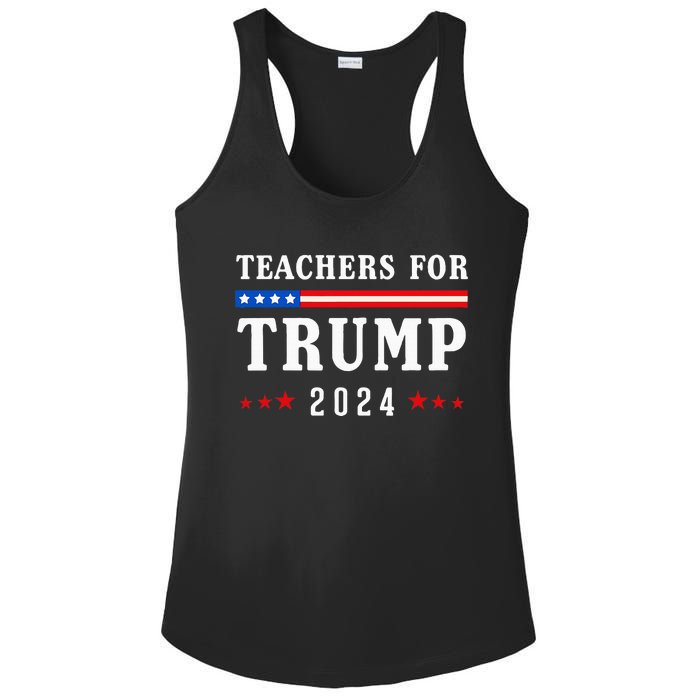 Teachers For Trump 2024 Patriotic American Flag Ladies PosiCharge Competitor Racerback Tank