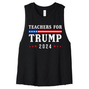 Teachers For Trump 2024 Patriotic American Flag Women's Racerback Cropped Tank