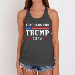 Teachers For Trump 2024 Patriotic American Flag Women's Knotted Racerback Tank