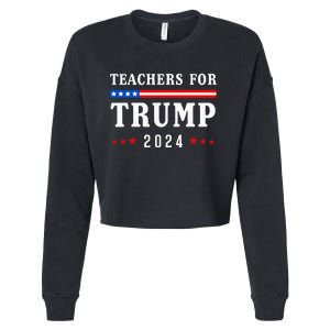 Teachers For Trump 2024 Patriotic American Flag Cropped Pullover Crew