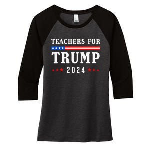 Teachers For Trump 2024 Patriotic American Flag Women's Tri-Blend 3/4-Sleeve Raglan Shirt