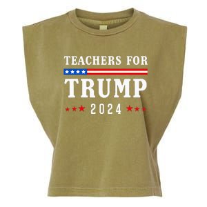 Teachers For Trump 2024 Patriotic American Flag Garment-Dyed Women's Muscle Tee