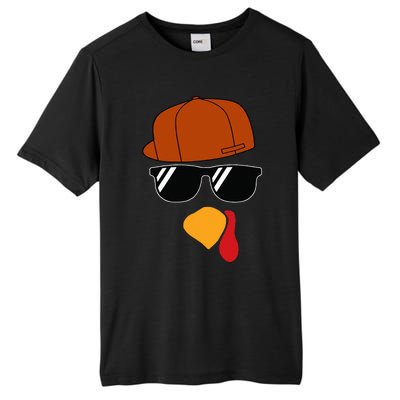 Turkey Face Thanksgiving Trucker Hat Glasses Tall Fusion ChromaSoft Performance T-Shirt