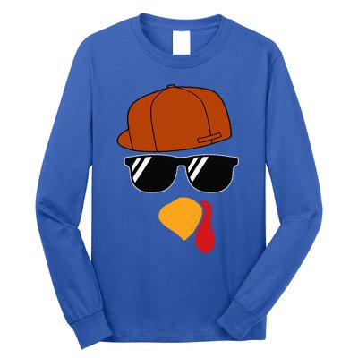 Turkey Face Thanksgiving Trucker Hat Glasses Long Sleeve Shirt