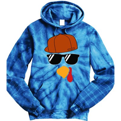 Turkey Face Thanksgiving Trucker Hat Glasses Tie Dye Hoodie