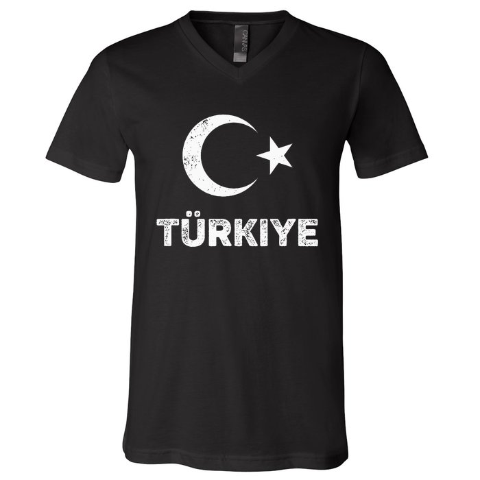 Turkish Flag Turk Bayragi Turkey Flag Turkiye V-Neck T-Shirt