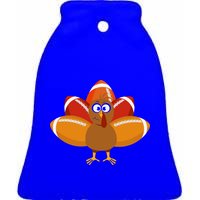 Turkey Football Thanksgiving Ceramic Bell Ornament