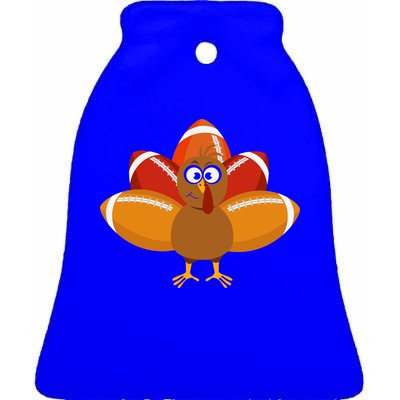 Turkey Football Thanksgiving Ceramic Bell Ornament