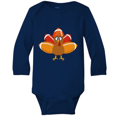 Turkey Football Thanksgiving Baby Long Sleeve Bodysuit