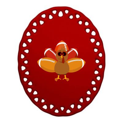 Turkey Football Thanksgiving Ceramic Oval Ornament