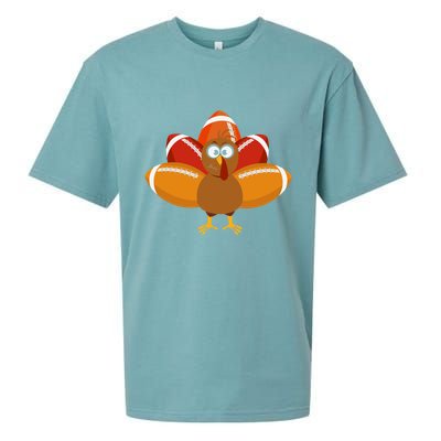 Turkey Football Thanksgiving Sueded Cloud Jersey T-Shirt