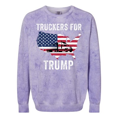 Truckers For Trump 2024 Maga Trump Lovers Election 2024 I Stand With Trump Colorblast Crewneck Sweatshirt