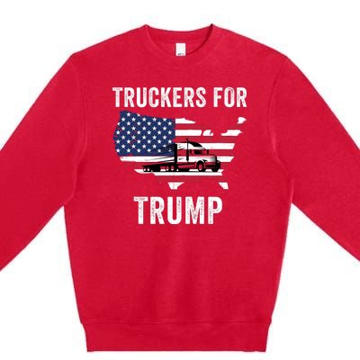 Truckers For Trump 2024 Maga Trump Lovers Election 2024 I Stand With Trump Premium Crewneck Sweatshirt