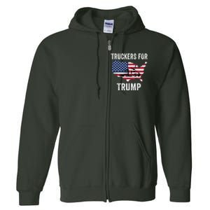 Truckers For Trump 2024 Maga Trump Lovers Election 2024 I Stand With Trump Full Zip Hoodie