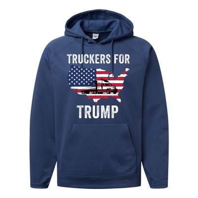 Truckers For Trump 2024 Maga Trump Lovers Election 2024 I Stand With Trump Performance Fleece Hoodie