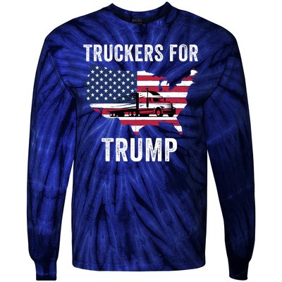 Truckers For Trump 2024 Maga Trump Lovers Election 2024 I Stand With Trump Tie-Dye Long Sleeve Shirt