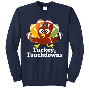 Thanksgiving Football Turkey And Touchdowns Tall Sweatshirt