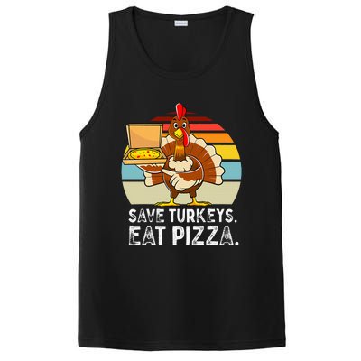 Turkey Funny Thanksgiving Save Turkeys Eat Pizza PosiCharge Competitor Tank