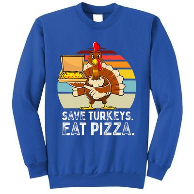 Turkey Funny Thanksgiving Save Turkeys Eat Pizza Sweatshirt