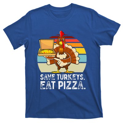 Turkey Funny Thanksgiving Save Turkeys Eat Pizza T-Shirt