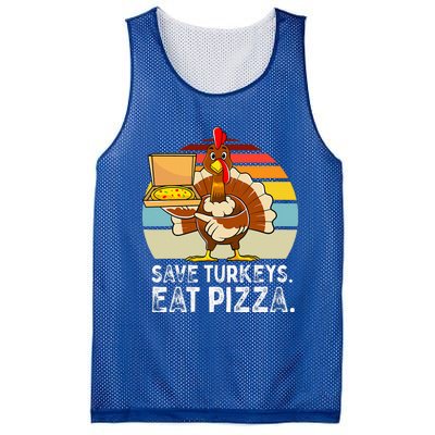 Turkey Funny Thanksgiving Save Turkeys Eat Pizza Mesh Reversible Basketball Jersey Tank