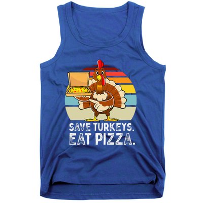 Turkey Funny Thanksgiving Save Turkeys Eat Pizza Tank Top