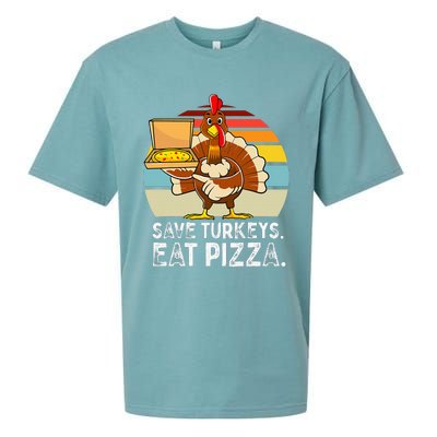 Turkey Funny Thanksgiving Save Turkeys Eat Pizza Sueded Cloud Jersey T-Shirt