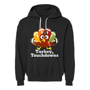 Thanksgiving Football Turkey And Touchdowns Garment-Dyed Fleece Hoodie