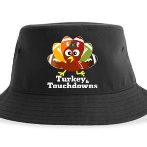 Thanksgiving Football Turkey And Touchdowns Sustainable Bucket Hat