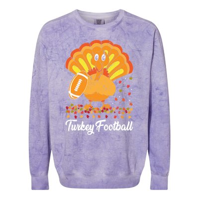 Turkey Football Turkey Football Ball Thanksgiving Sports Funny Gift Colorblast Crewneck Sweatshirt