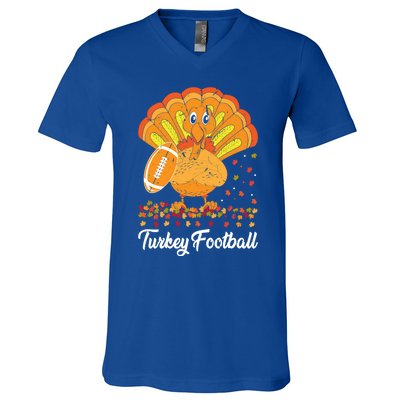 Turkey Football Turkey Football Ball Thanksgiving Sports Funny Gift V-Neck T-Shirt