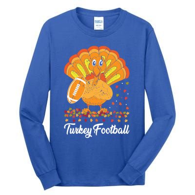 Turkey Football Turkey Football Ball Thanksgiving Sports Funny Gift Tall Long Sleeve T-Shirt